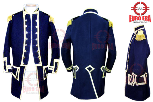 Napoleonic Regency 18th Century Naval Captain Frock Coat WITH Epaulettes